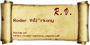 Roder Várkony névjegykártya